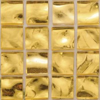 Мозаика желтое золото 24 карата резаная текстурная 10х10 мм