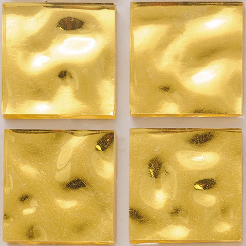 Мозаика желтое золото 24 карата резаная текстурная 20х20 мм
