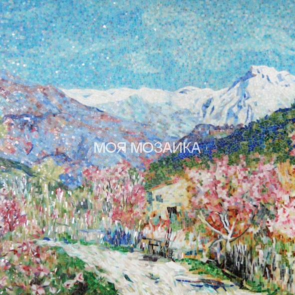 Весна в Италии. Художественое мозаичное панно 150x100 cm. 