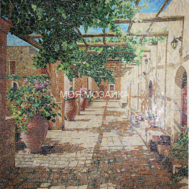 Солнечная Сицилия. Художественое мозаичное панно 100x100 cm