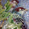 FLO-19 PIONS&BIRDS 100x100 cm. Художественое панно из стеклянной мозаики