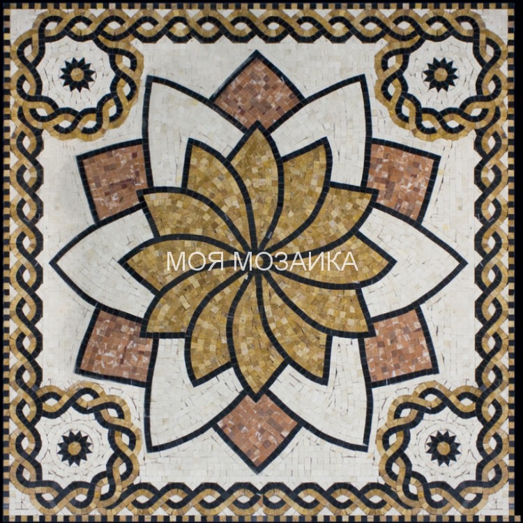 ROMANO 015 Мраморный мозаичный ковер 100x100 cm