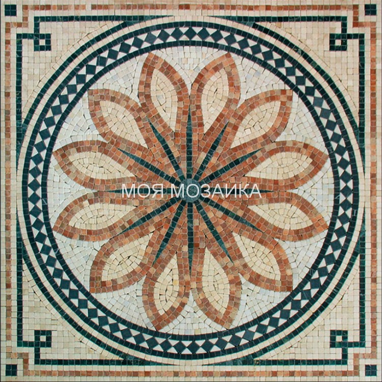 ROMANO 07 Мраморный мозаичный ковер 100x100 cm