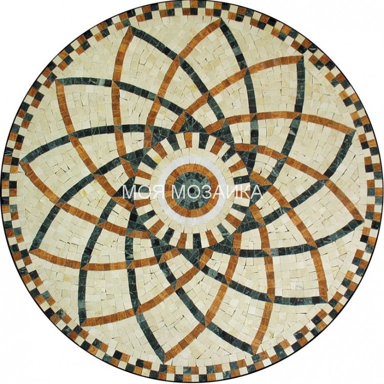 ROMANO 15 Мраморный мозаичный ковер D=100 cm