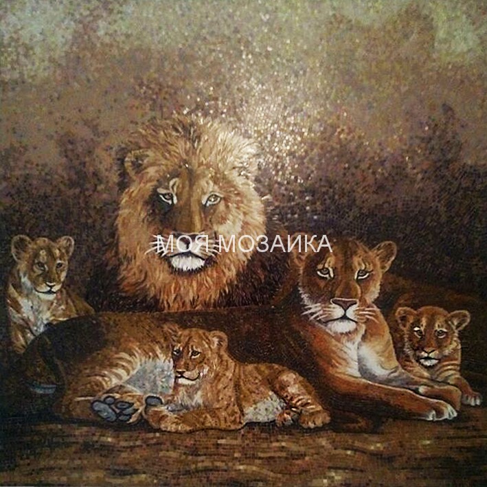 LIONS. Художественое мозаичное панно 200х200 cm