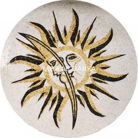 SUN&MOON 19 Мраморный мозаичный ковер D=100 cm
