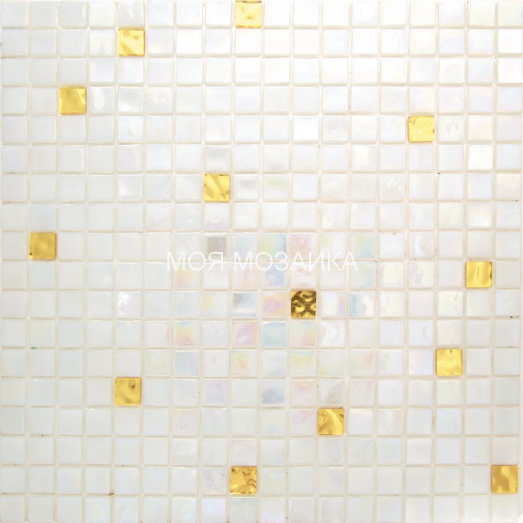 Мозаика MIX Gold Night White 15х15х4 mm